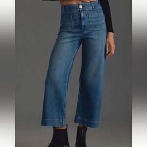 Maeve Colette Cropped high-rise wide leg jeans